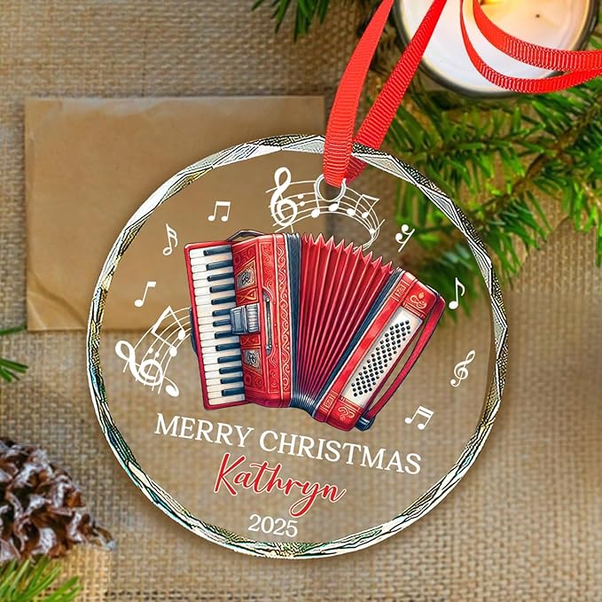 Musical Instrument With Names - Accordion Lover Christmas Ornament Gifts, Personalized