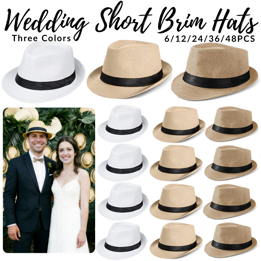 Musical Instrument Jazz - 6-48PACK Wedding Straw Fedora Hats for