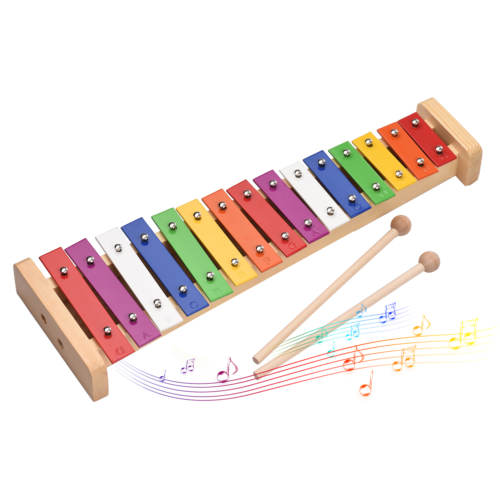 Musical Instrument Harmonium - 15 Note Glockenspiel Xylophone Wooden Base