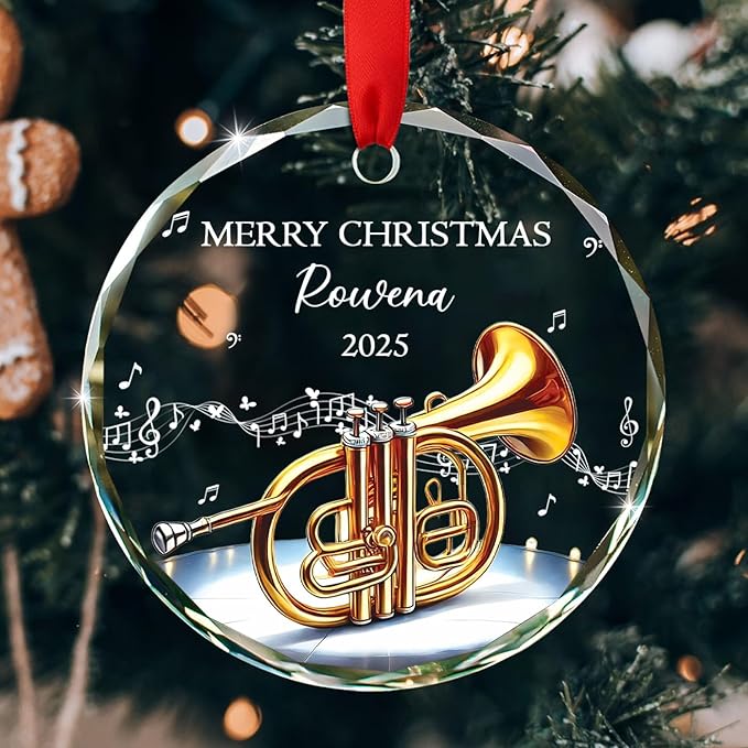 Musical Instrument With Names - Unique Cornet Instrument Glass Keepsake Ornament