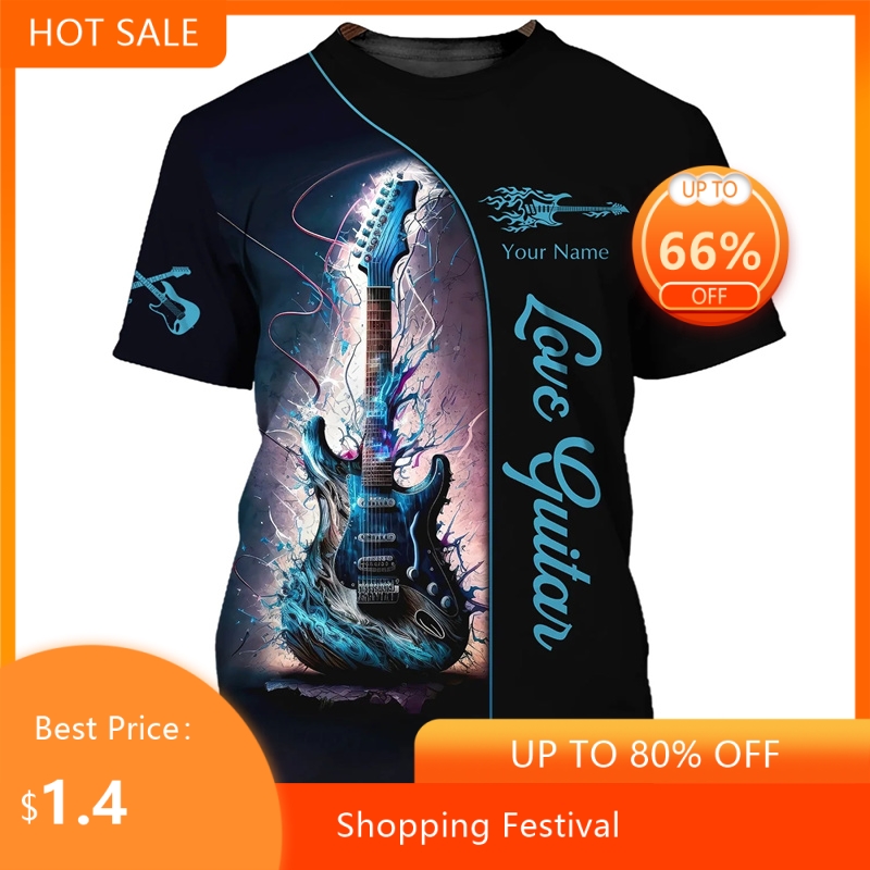 Fashion Guitar Bass 3D Print T - Musical Instrument With Names recensione e prezzo